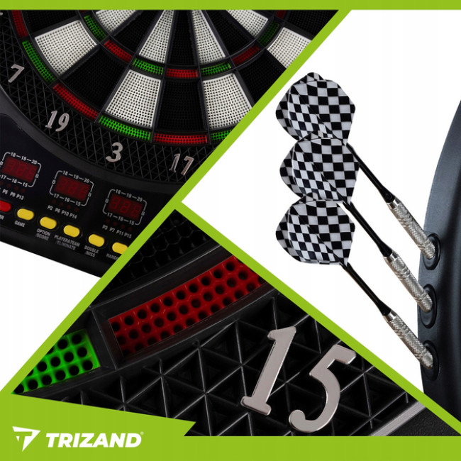 Дартс электронный Trizand набор для игры в дротики с 4 LED-дисплеями для 1-16 игроков - 6 дротиков (26307)