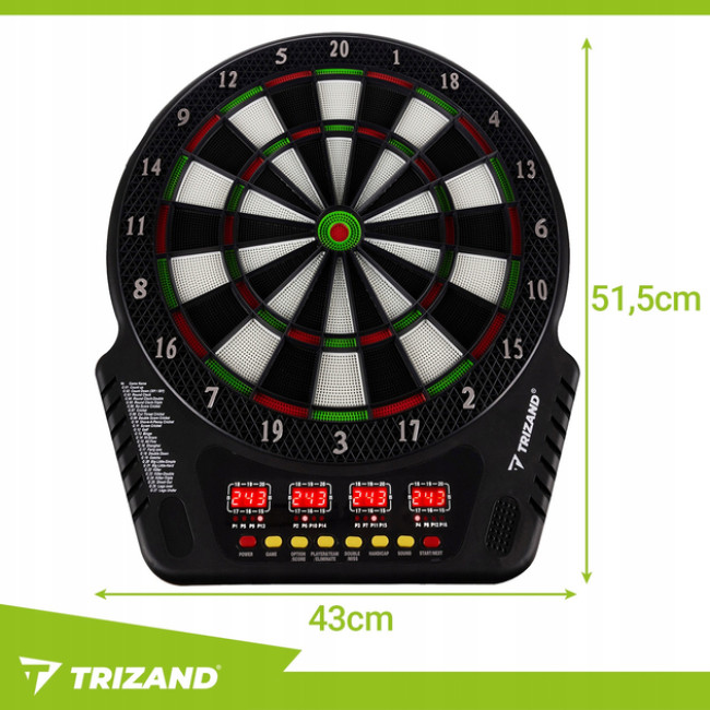 Дартс электронный Trizand набор для игры в дротики с 4 LED-дисплеями для 1-16 игроков - 6 дротиков (26307)