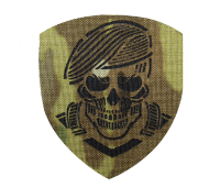 Шеврон Камотек Череп в береті (7*8) MC Лазерна Різка (9015)