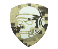 Шеврон Camotec Череп зв'язківець (7*8) Піксель/Люмін Лазерна Різка (9023)