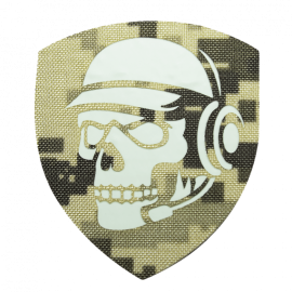 Шеврон Camotec Череп зв'язківець (7*8) Піксель/Люмін Лазерна Різка (9023)