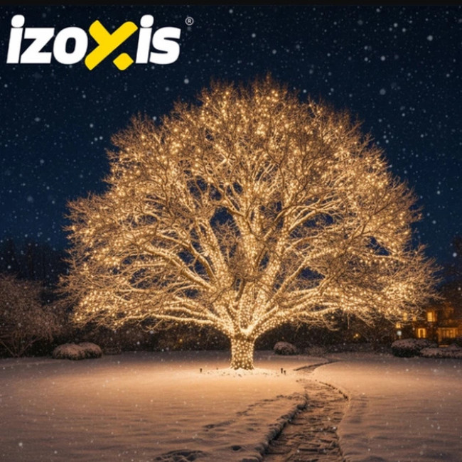 Новогодняя гирлянда  Izoxis 26264 светодиодная 300 LED 30 метров теплый белый цвет с влагозащитой 8 режимов