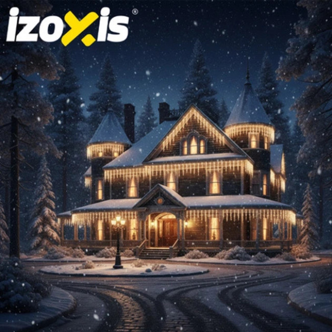 Новогодняя светодиодная гирлянда бахрома Izoxis 26710 для украшения дома 15 м 300 LED теплый белый цвет 8 режимов водонепроницаемая