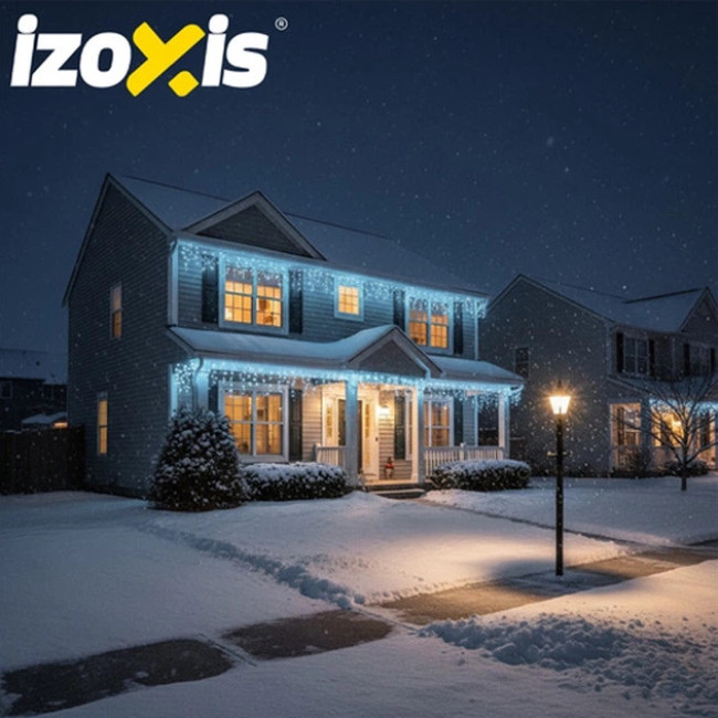 Рождественская светодиодная гирлянда бахрома Izoxis 26711 новогодняя на 300 LED длиной 15 м с холодным белым цветом IP44 с контроллером