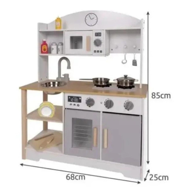 Кухня детская игровая деревянная + посуда и специи звуки Kruzzel 21933