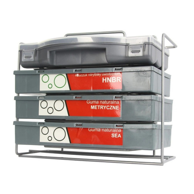 Набор резиновых сальников Mar-Pol M66453 уплотнительные 900 шт в наборе + контейнеры Серый