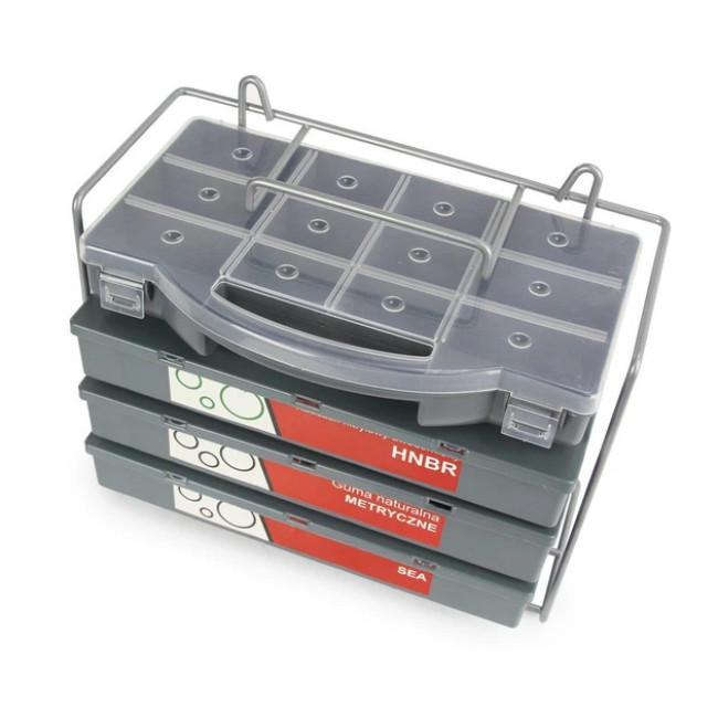 Набор резиновых сальников Mar-Pol M66453 уплотнительные 900 шт в наборе + контейнеры Серый