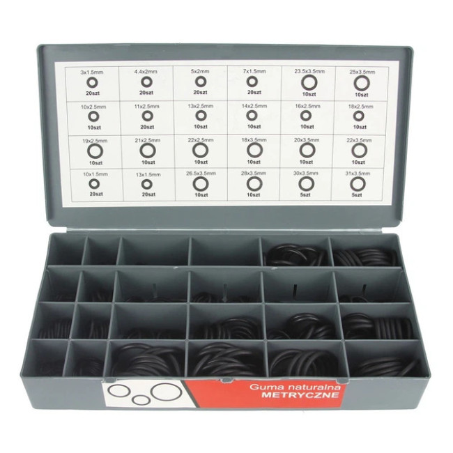 Набор резиновых сальников Mar-Pol M66453 уплотнительные 900 шт в наборе + контейнеры Серый