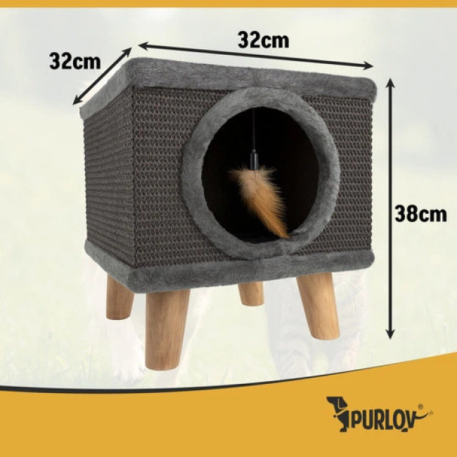 Комплекс для кішки Purlov 26215: будиночок, когтеточка, іграшка