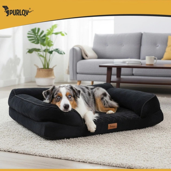 Лежанка для собаки и кошки Purlov 26915 ортопедическая кровать для животных с антискользящим дном размер M - 80x65x19 см