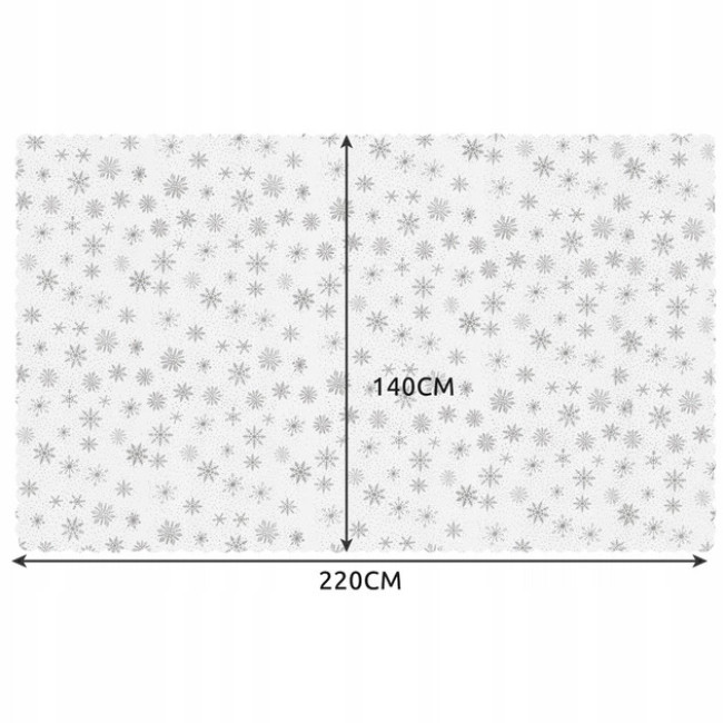 Скатертина різдвяна декоративна, Ruhhy Біла з срібними сніжинками 140 x 220 см