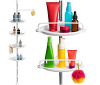 Полиця для ванної кімнати кутова Ruhhy 4 рівні, телескопічна 230 - 300 см Біла (26639)