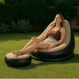 Зручне крісло надувне+пуф підставка для ніг GARDLOV 25365/n