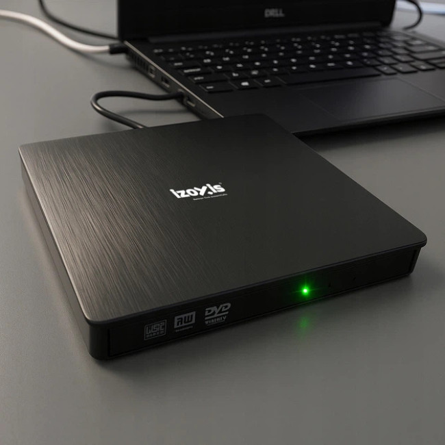 Внешний портативный привод Izoxis USB 3.0 записывающий DVD±R/RW, CD-RW (26083)