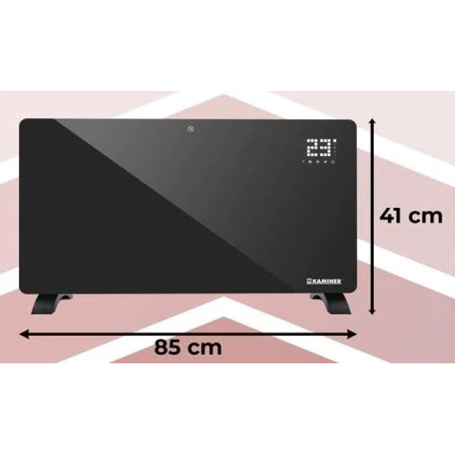 Електричний скляний обігрівач KAMINER ЗЕЛВА чорний 26572/n