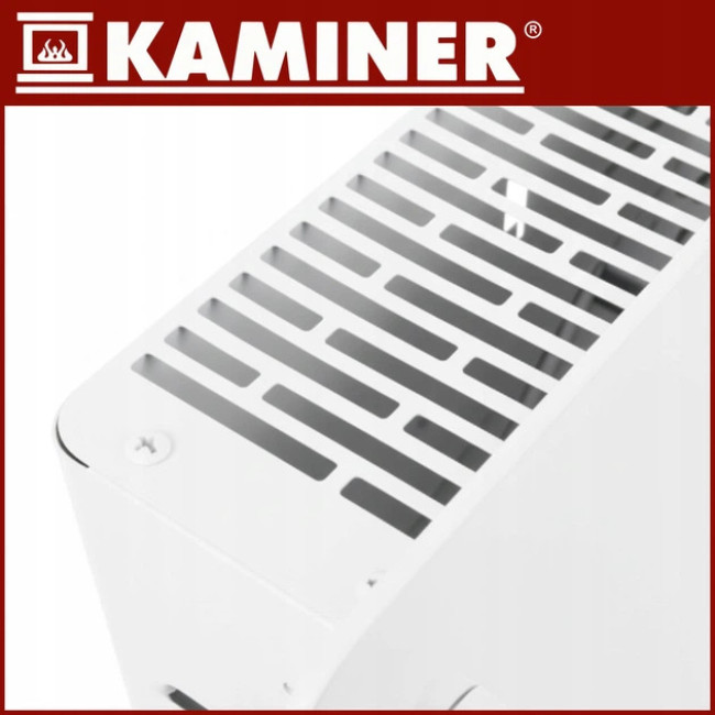 Скляний електричний обігрівач Kaminer Zelva 2500 Вт з управлінням через WiFi та пультом Білий (26573)