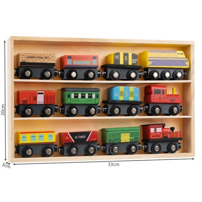 Набір поїздів для дерев'яної залізниці KRUZZEL 23522, 12 шт.