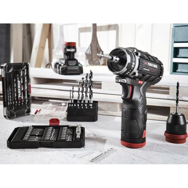 Аккумуляторный шуруповерт Parkside PBSPA 12 E4 12 В, бесщеточный, 2 АКБ