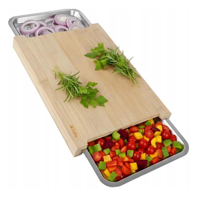 Розділовочна дошка бамбукова з висувними контейнерами 2 шт Ruhhy 25707/n