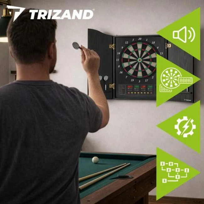 Электронный щит для игры в дартс LED 27 игр 243 варианта Trizand (27046)