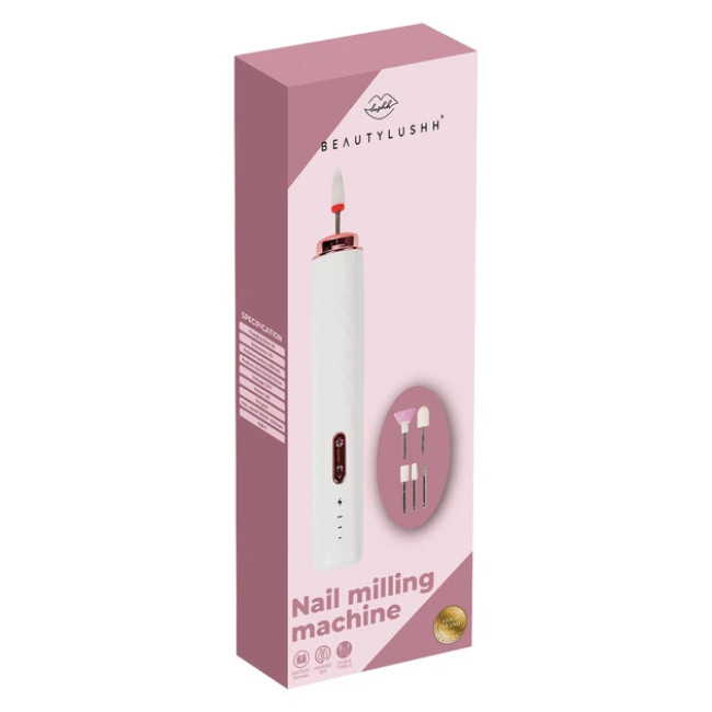 Фрезер для манікюра та педикюру Beautylushh 3 рівня швидкості 15 000 об/хв набір 6 фрез + алмазна фреза (25805)