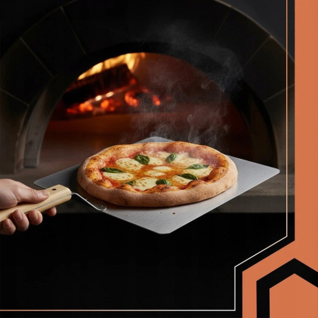 Лопата для теста и пиццы Ruhhy нержавеющая сталь, деревянная ручка + силиконовая прихватка 30.4 x 46.5 x 7 см (21746)
