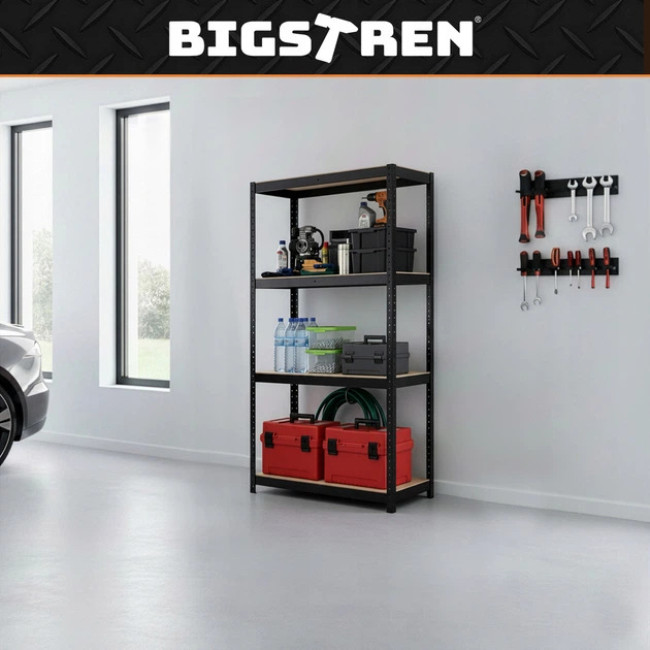 Стілаж металевий з порошковим покриттям Bigstren система 3в1 4 полиці МДФ 150 x 75 x 30 см (27341)