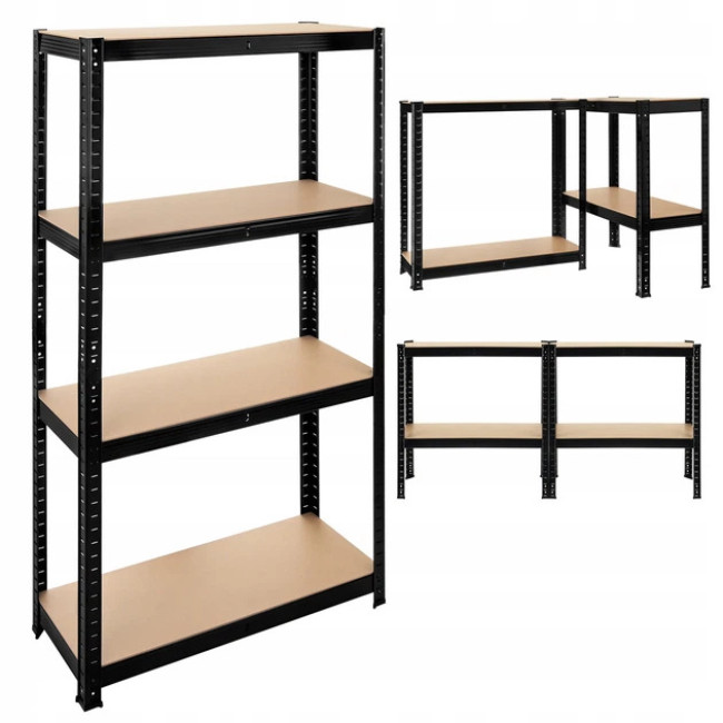 Стеллаж металлический с порошковым покрытием Bigstren система 3в1 4 полки МДФ 150 x 75 x 30 см (27341)