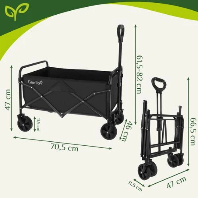 Садова тележка складна 90Л 100 кг 69х45х49 см Gardlov 27542/n