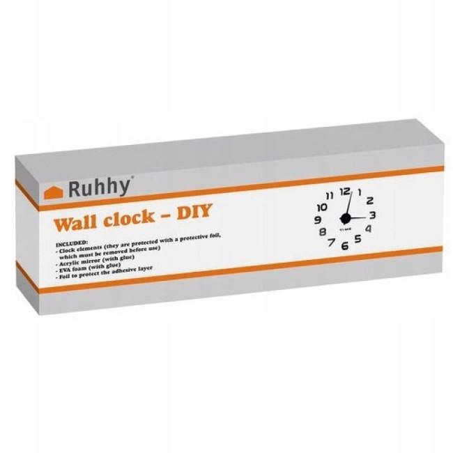 Настінні годинники DIY Ruhhy 19928 – регульований діаметр 60–130 см, чорний
