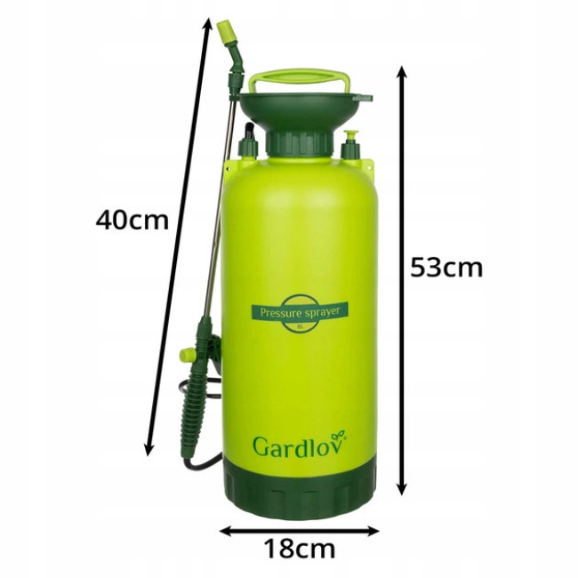 Опрыскиватель садовый ручной помповый Gardlov 8 л линная штанга + шланг 150 см (25430)