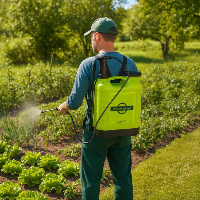 Опрыскиватель садовый помповый ранцевый Gardlov 16 л большой радиус, штанга + шланг 170 см (25569)