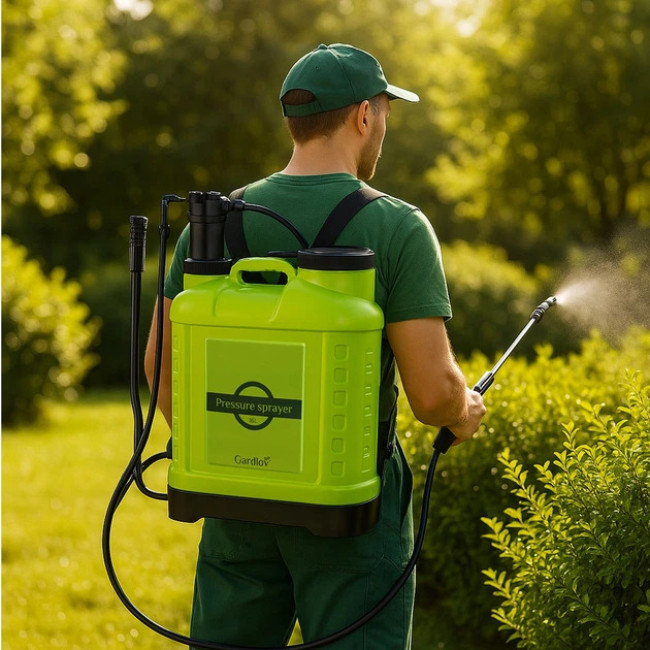 Опрыскиватель садовый помповый ранцевый Gardlov 16 л большой радиус, штанга + шланг 170 см (25569)