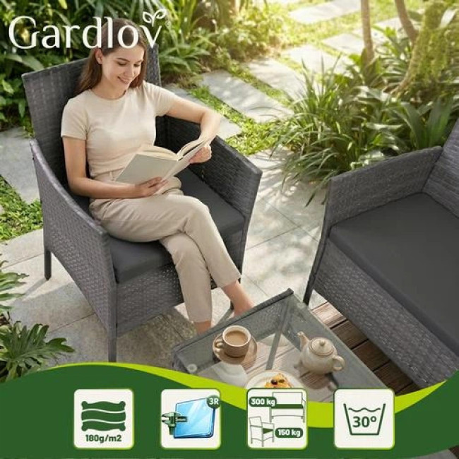 Садові меблі з ротангу сірі Gardlov 26907