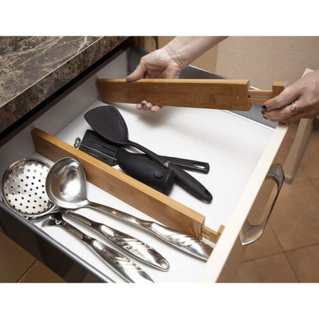 Органайзер для ящиков регулируемый Ruhhy 25633, бамбуковый разделитель, 4 шт