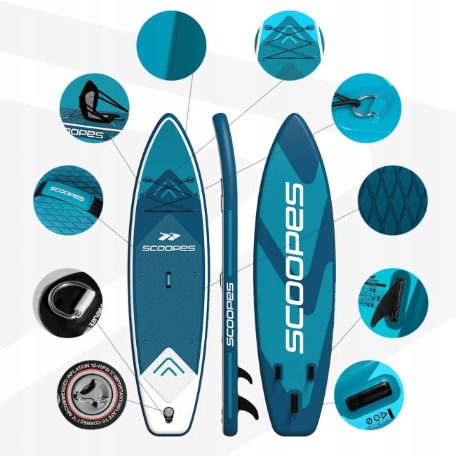 Надувна SUP дошка Scoopes Velo 320 см з веслом, сидінням, насосом та повним комплектом аксесуарів