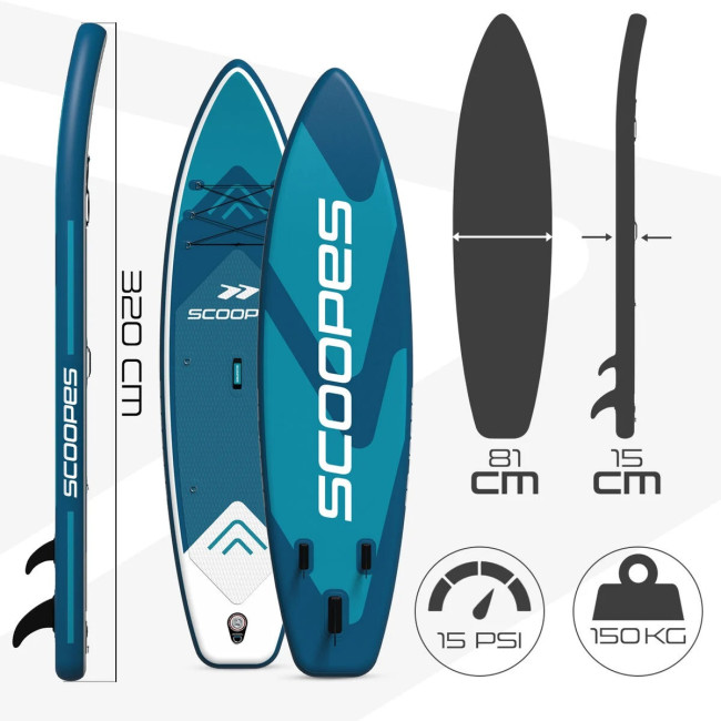 Надувна SUP дошка Scoopes Velo 320 см з веслом, сидінням, насосом та повним комплектом аксесуарів