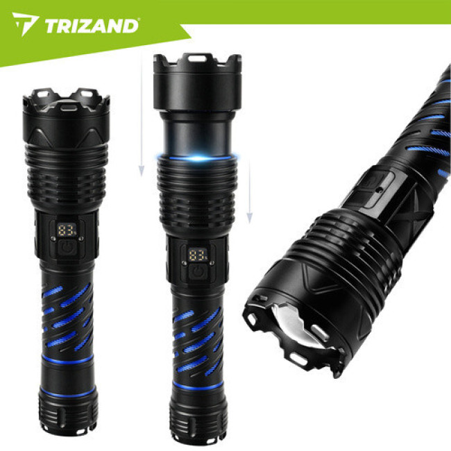 Фонарь м 1500 lm, аккумулятор 5000 mAh, USB-C, зум, водостойкий, с функцией Power Bank. Trizand 26949