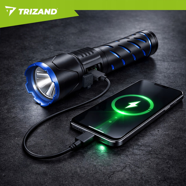 Светодиодный фонарь, водонепроницаемый Trizand 26950 800 лм, USB-C, zoom, 5000 мАч