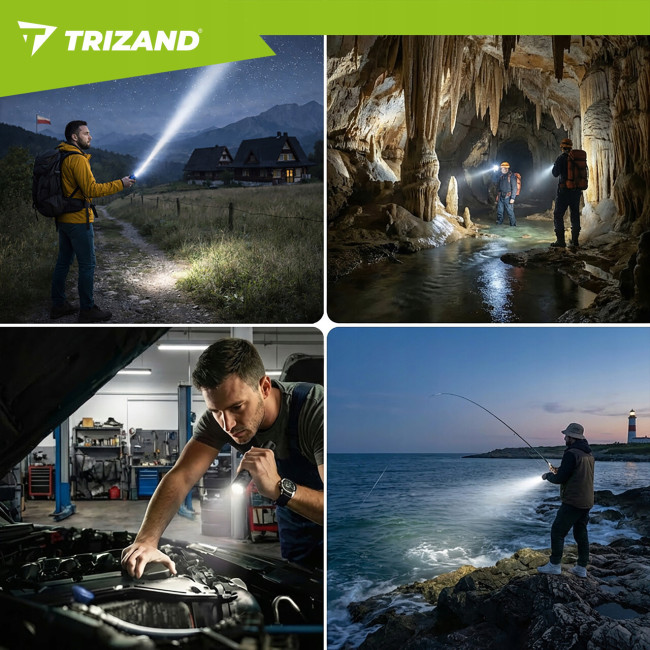 Светодиодный фонарь, водонепроницаемый Trizand 26950 800 лм, USB-C, zoom, 5000 мАч