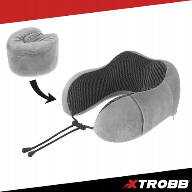 Дорожня подушка для шиї Xtrobb 26087 - піна з ефектом пам'яті, 3D, набір 4-в-1