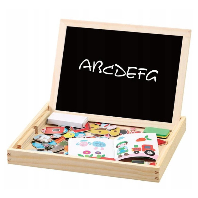 Развивающая магнитная доска на две стороны, 108 элементов Kruzzel 25637