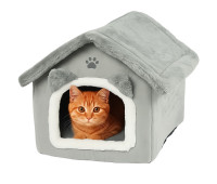 Лежак для кота - будиночок сірий Purlov 25706/n