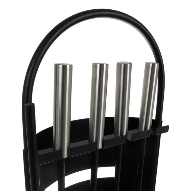 Каминный набор в стиле лофт Kaminer 5 предметов 60 х 18 см Черный (25971)