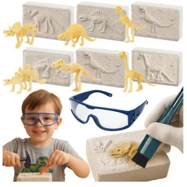 Детский игровой набор для раскопок динозавров 6 в 1 Kruzzel 26422