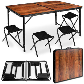 Стіл туристичний розкладний зі стільцями Hanert WoodLine 120×60