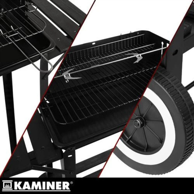 Садовий вугільний гриль з вертелом Kaminer 27320