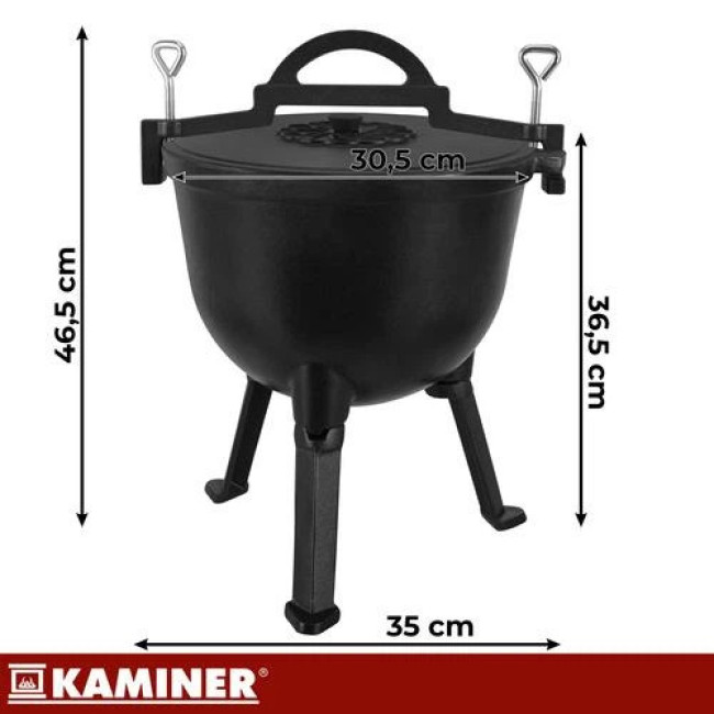 Котел чавунний емальований 10л з кришкою Kaminer 27376