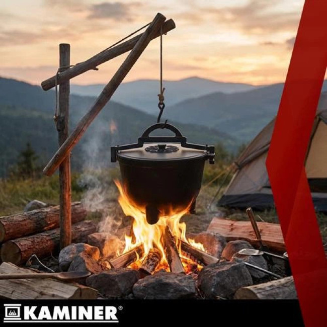 Котел чавунний емальований 10л з кришкою Kaminer 27376