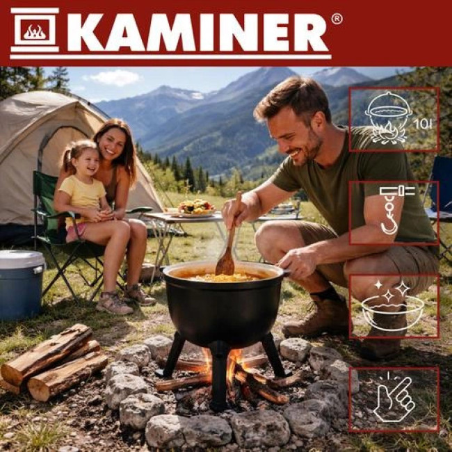 Котел чавунний емальований 10л з кришкою Kaminer 27376